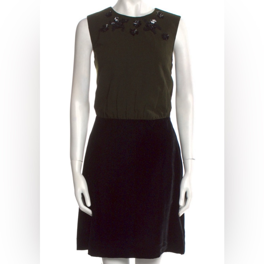 Prada Fall/Winter 2009 Vintage Colorblock Wool and Velvet Dress Size IT 44